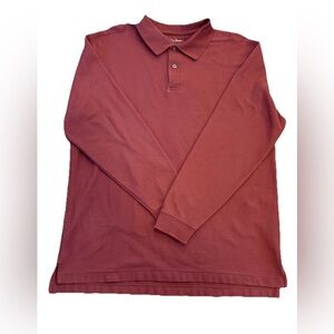 L.L. Bean Long Sleeve Dadcore Polo Shirt Mens Large Burgundy
